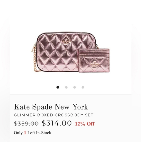 Kate Spade ♠️ Metallic Pink Quilted Glimmer Crossbody Bag and Card Holder SET - Picture 5 of 8
